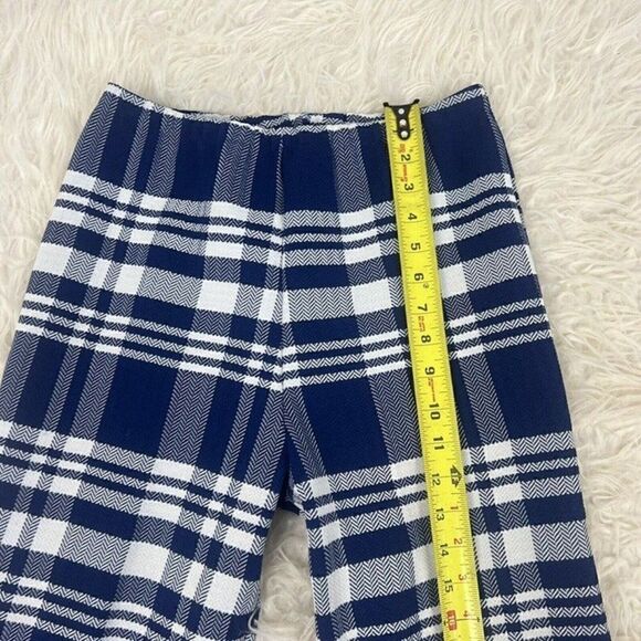 Vintage 70s Blue & White Plaid Button Down Jacket & Straight Leg Pant Set Small - Picture 8 of 12